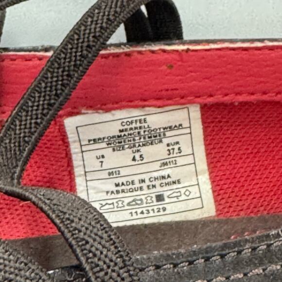 MERRELL Womens Size 7 M Coffee Brown Elastic Strap Slip On Mary Jane Shoes Heels - Picture 7 of 8